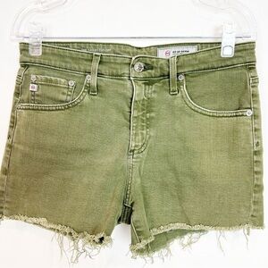 AG ADRIANO GOLDSCHMIED GREEN HAILEY CUT OFF FRAY HEM SHORTS SZ 27R